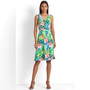 NWT Ralph Lauren Floral Sleeveless Dress - Blue and Green. Size 10
